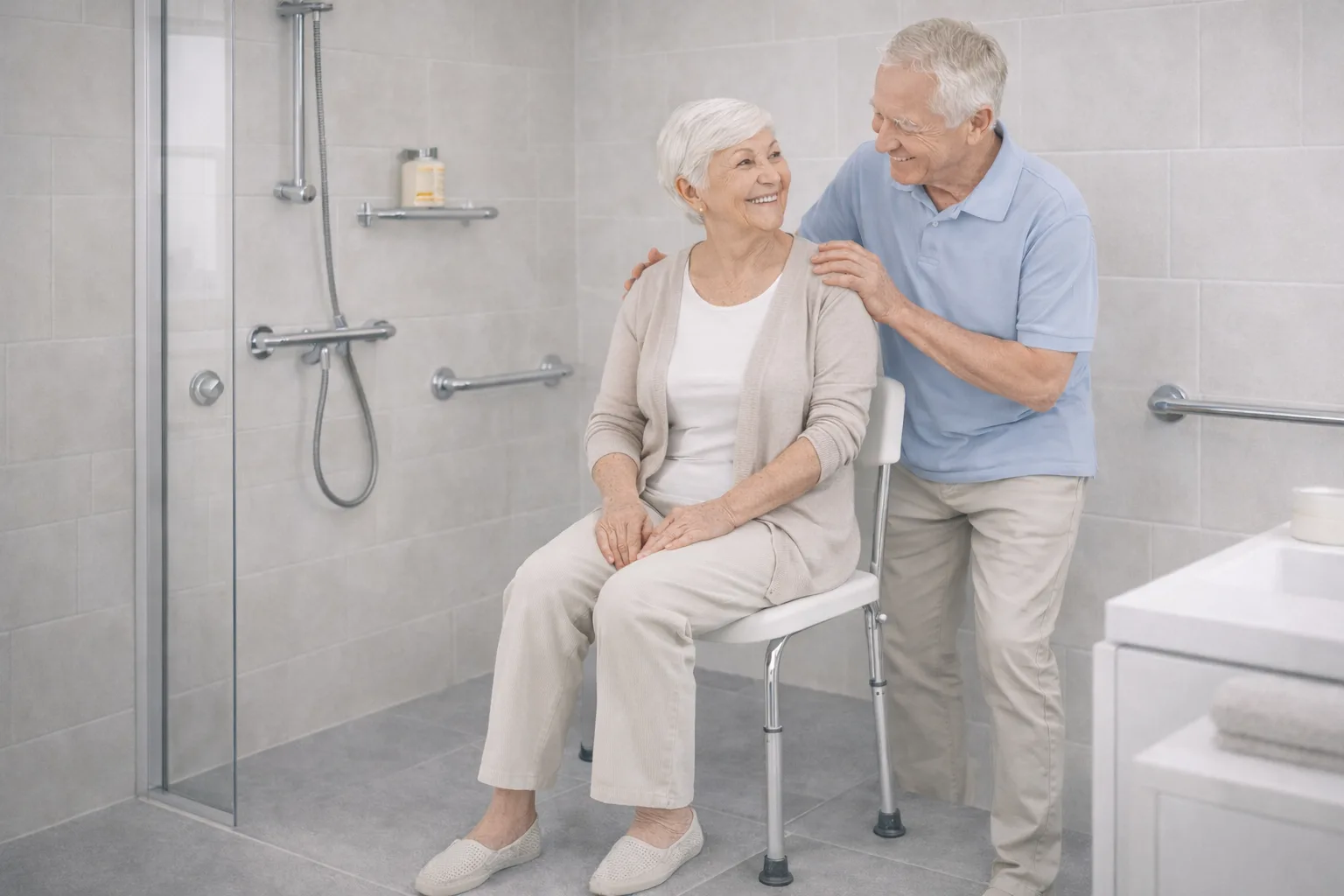 Barrierefreie Dusche mit Sitz